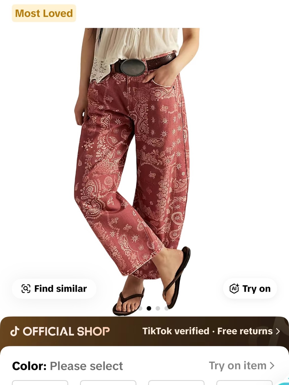 Women's Paisley barrel Pants in Dusty Rose